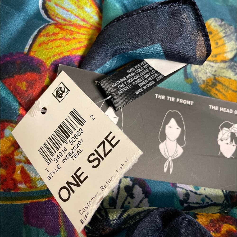 Inc International Concepts Butterfly Kaleidoscope Scarf in Teal NWT - Picture 7 of 16